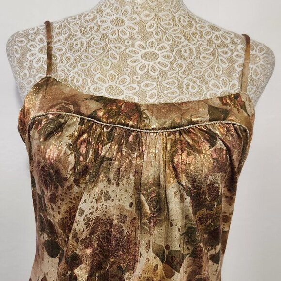 Daytrip Size Medium Floral Metallic Thread Spaghetti Strap Tank Cami Y2K Boho - Picture 2 of 13